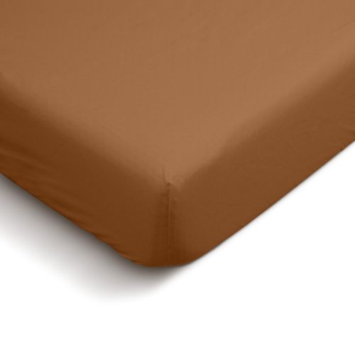 Drap Housse Uni 140x190cm Percale Terracotta