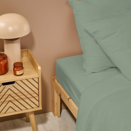 Drap Housse Uni 180x200cm Percale Sauge