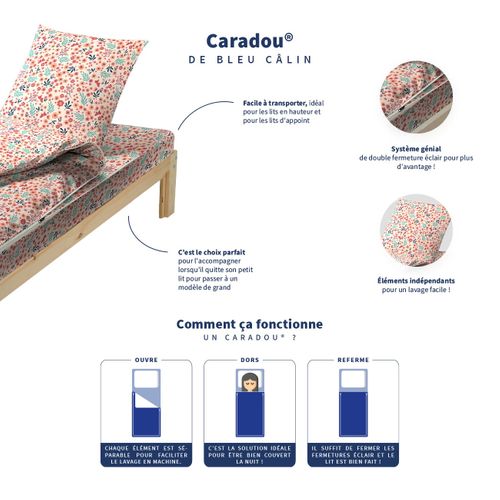 Caradou® Parure De Lit Enfant 90x190cm Avec Couette Imprimé Fleurs