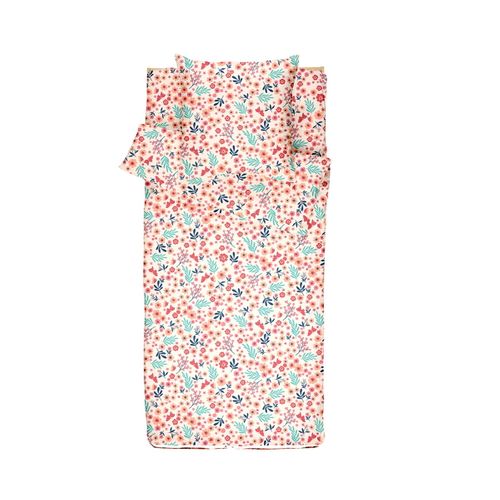 Caradou® Parure De Lit Enfant 90x190cm Avec Couette Imprimé Fleurs