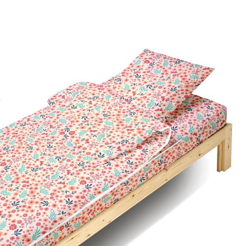 Caradou® Parure De Lit Enfant 90x190cm Avec Couette Imprimé Fleurs
