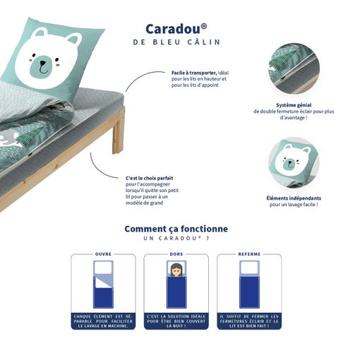 Caradou® Parure De Lit Enfant 90x190cm Avec Couette Imprimé Igloo