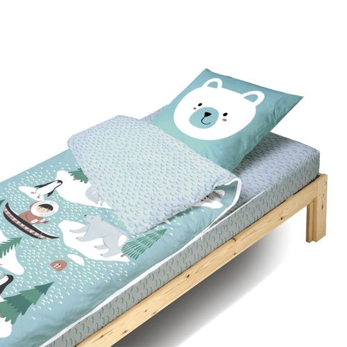 Caradou® Parure De Lit Enfant 90x190cm Avec Couette Imprimé Igloo