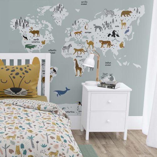 Papier Peint Intissé Panoramique Carte Du Monde