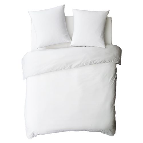 Housse De Couette En Coton 57 Fils Unie Blanc 140x200cm