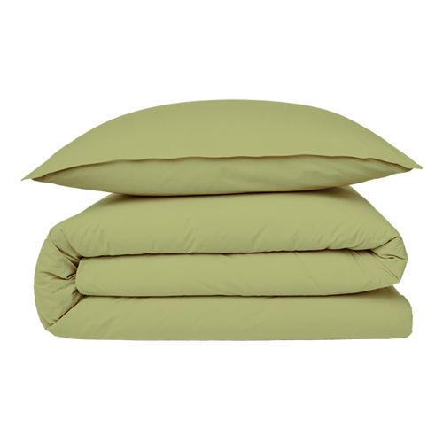 Housse De Couette En Coton 57 Fils Unie Tilleul 240x220cm