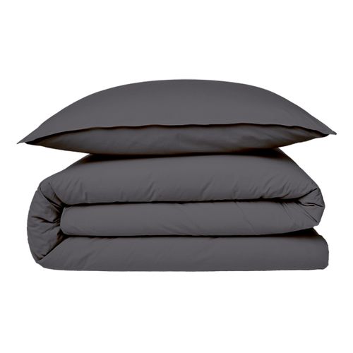 Housse De Couette En Coton 57 Fils Unie Zinc 140x200cm