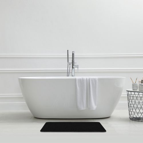 Tapis De Bain Uni En Polyester Noir 50x80cm