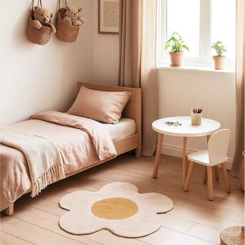 Tapis Marguerite Enfant En Coton Tufté 80x80cm