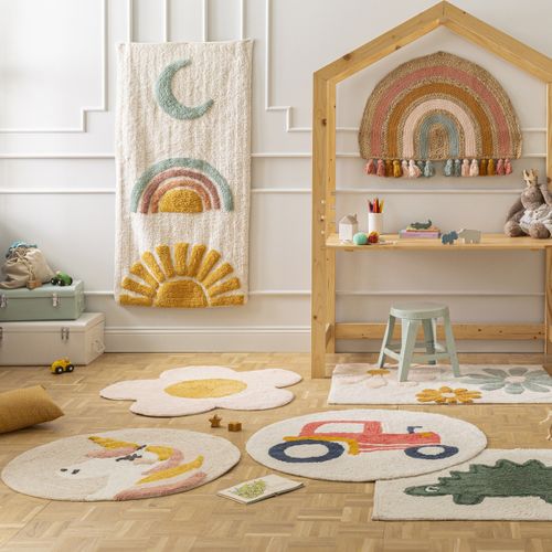 Tapis Marguerite Enfant En Coton Tufté 80x80cm