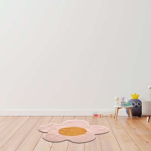 Tapis Marguerite Enfant En Coton Tufté 80x80cm