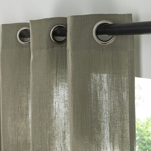 Rideau Uni En Gaze De Coton Oeillets à L'unité 140x300cm Kaki