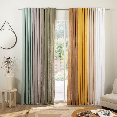 Rideau Uni En Gaze De Coton Oeillets à L'unité 140x300cm Kaki