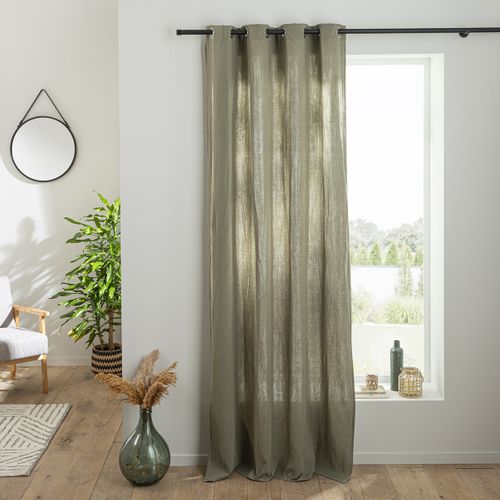 Rideau Uni En Gaze De Coton Oeillets à L'unité 140x300cm Kaki