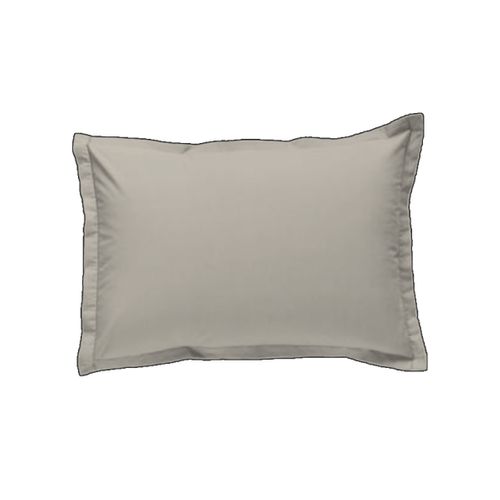 Lot De 2 Taies D'oreiller Unies En Coton Finition Bourdon Beige 50x70cm