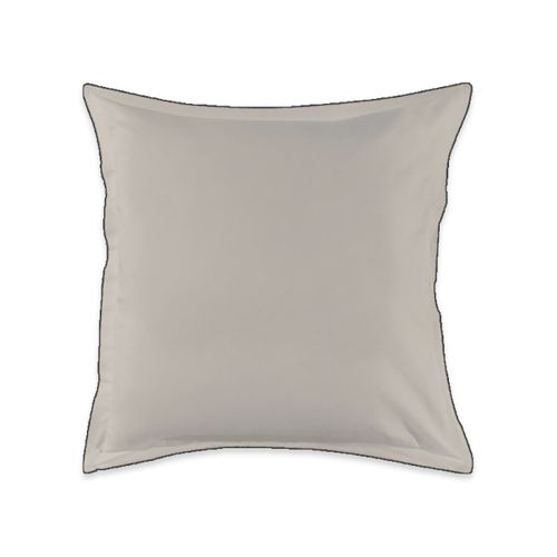 Lot De 2 Taies D'oreiller Unies En Coton Finition Bourdon Beige 65x65cm