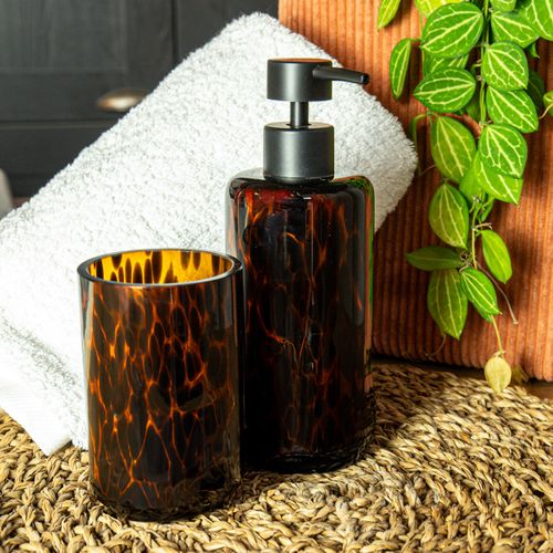 Set Salle De Bain Léopard 2 Pièces Distributeur Marron