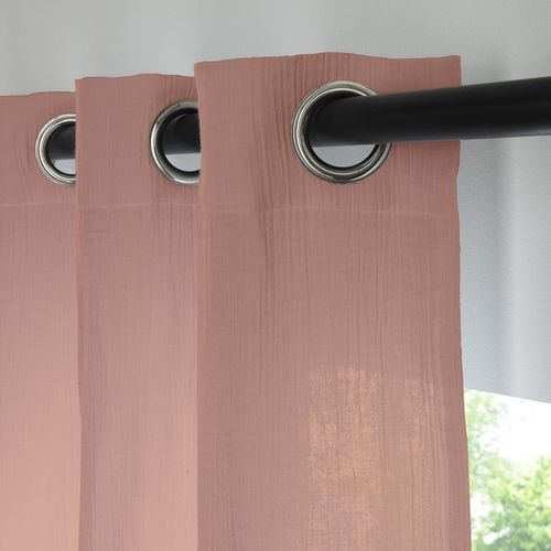 Rideau Uni En Gaze De Coton Oeillets à L'unité 140x260cm Rose