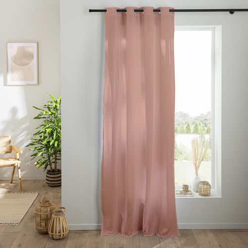 Rideau Uni En Gaze De Coton Oeillets à L'unité 140x260cm Rose
