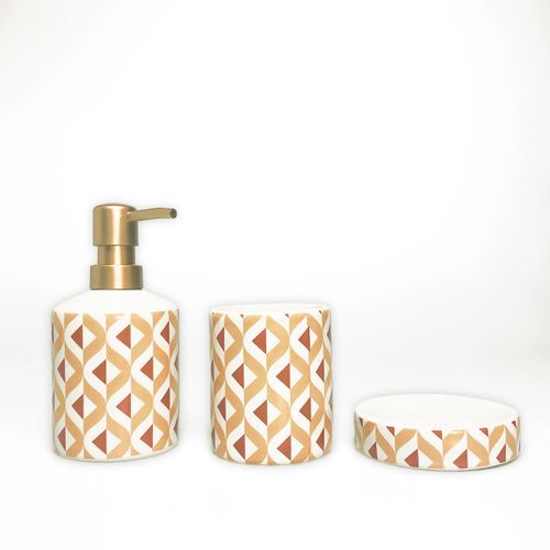 Set Salle De Bain 3 Pièces Céramique Marron