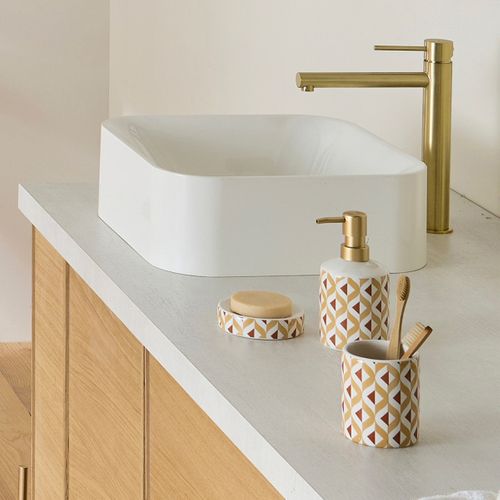 Set Salle De Bain 2 Pièces Distributeur Céramique Marron