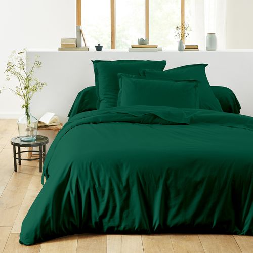 Housse De Couette Unie En Coton Vert Opale 260x240