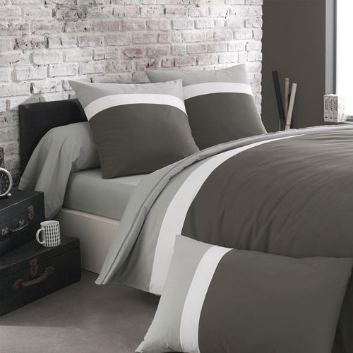 Housse De Couette Bicolore En Coton Gris 200x200
