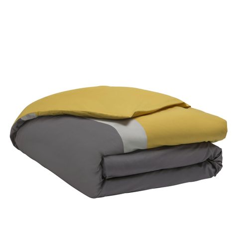 Housse De Couette Unie Gris Et Curry 260x240