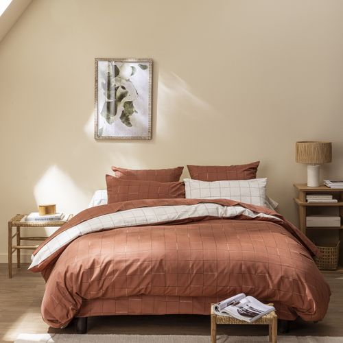 Housse De Couette En Polyesterr Blanc Et Gris 200x200cm