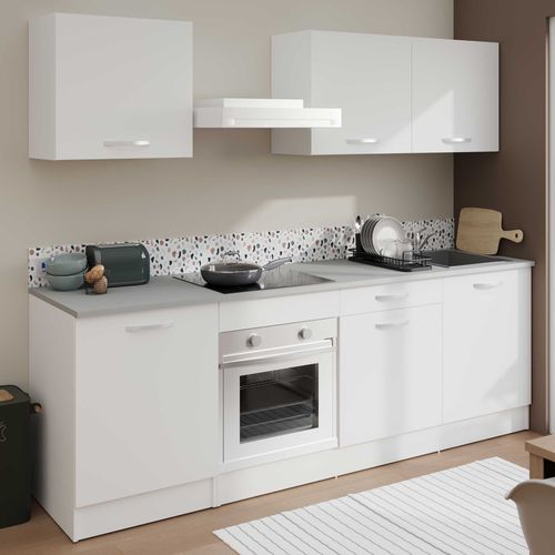 Meuble Bas 1 Porte + Tablette + Plan - Décor Blanc Mat - L 60 X P 60 X H 86 Cm - Oslo