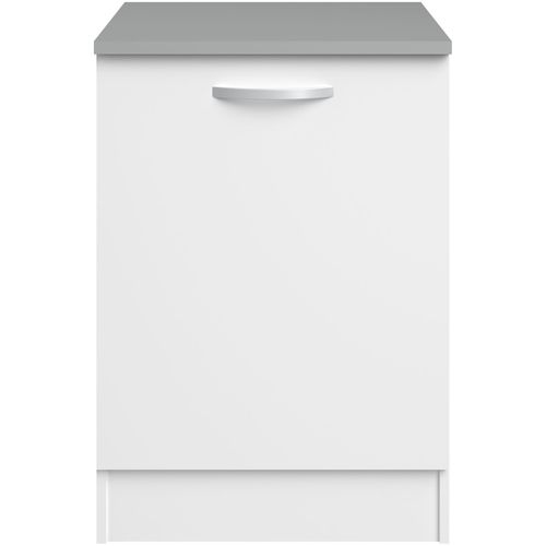 Meuble Bas 1 Porte + Tablette + Plan - Décor Blanc Mat - L 60 X P 60 X H 86 Cm - Oslo