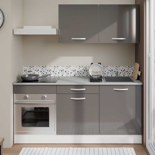 Meuble Bas Oke 60 Cm Pour Four Et Plaque De Cuisson - Gris