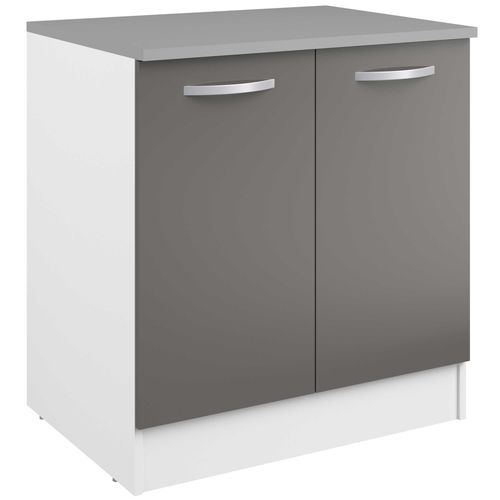 Meuble Bas Oke 80 Cm Pour Évier Avec 2 Portes - Gris