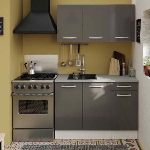 Meuble Bas Oke 80 Cm Pour Évier Avec 2 Portes - Gris