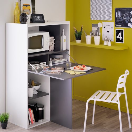Buffet Flip 80cm 2 Portes - Gris/blanc
