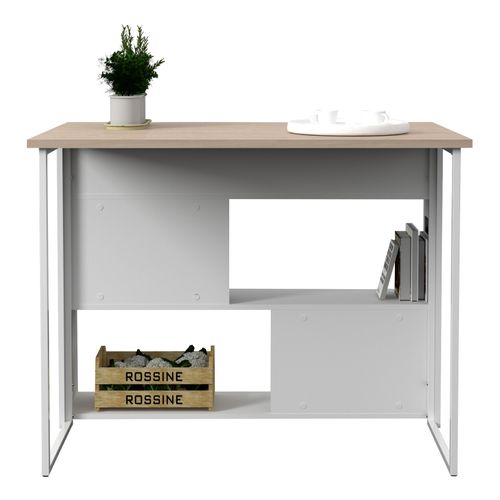 Ilot de cuisine TASTE imitation chêne et blanc