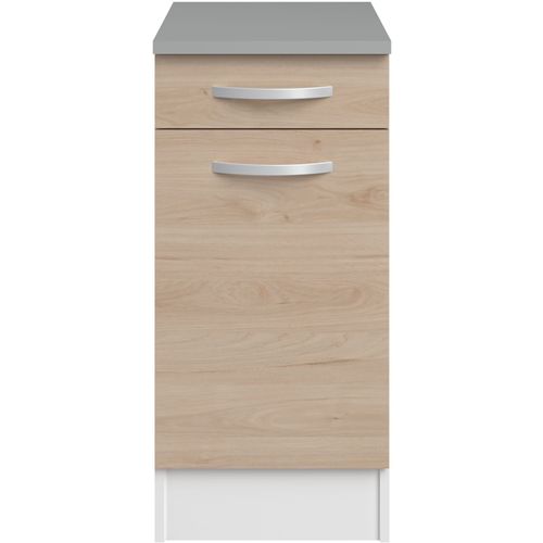 Meuble Bas 1 Porte + 1 Tiroir + Plan - Décor Chêne Jackson - L 40 X P 60 X H 86 Cm - Oslo