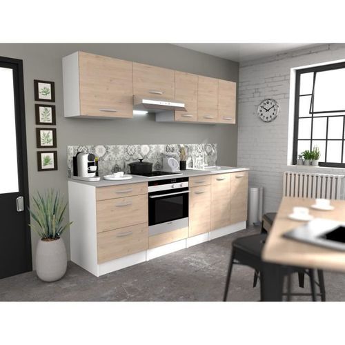 Meuble Bas 1 Porte + Plan - Décor Chêne Jackson - L 60 X P 60 X H 86 Cm - Oslo