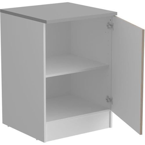 Meuble Bas 1 Porte + Plan - Décor Chêne Jackson - L 60 X P 60 X H 86 Cm - Oslo