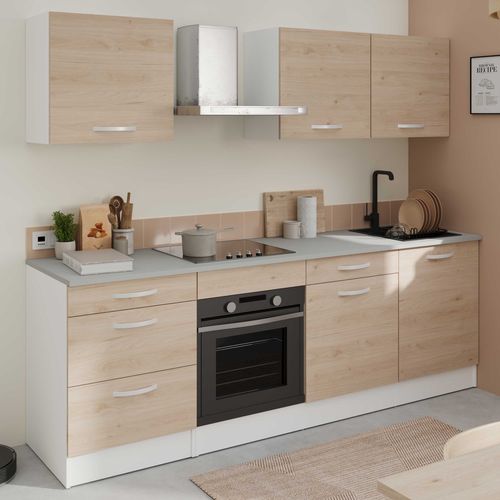 Meuble Bas 1 Porte + Plan - Décor Chêne Jackson - L 60 X P 60 X H 86 Cm - Oslo