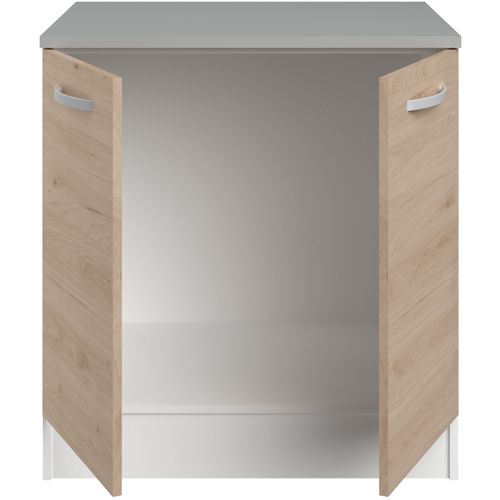 Oslo Meuble Bas - 2 Portes + Plan - Décor Chêne Jackson - L 80 X P 60 X H 86 Cm