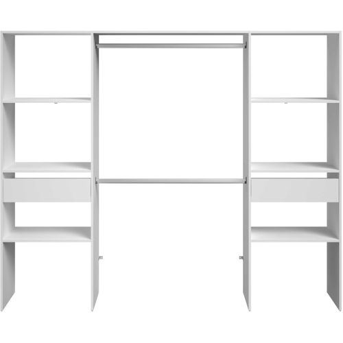 Kit Dressing Artic - Décor Blanc - 2 Colonnes + 2 Penderies + 2 Tiroirs - L 220 X P 40 X H 180 Cm -