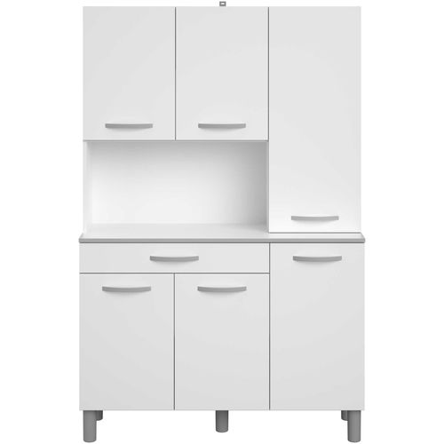 Oslo Buffet De 120 Cm - 1 Tiroir Et 6 Portes - L 120 X P 40 X H 185 Cm - Coloris Blanc
