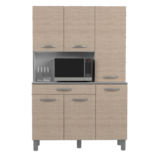 Oslo Buffet De 120 Cm - 1 Tiroir Et 6 Portes - L 120 X P 40 X H 185 Cm - Coloris Chêne