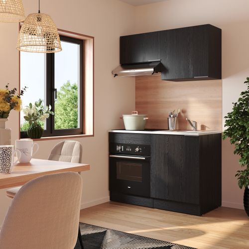 Bas 60 cm 1 porte ANNA chêne noir