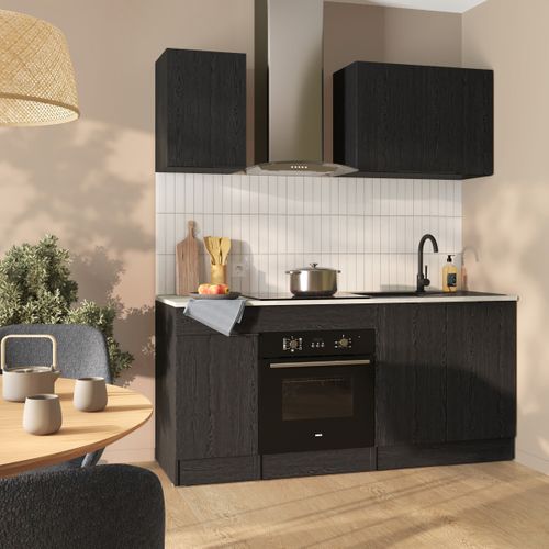 Bas 80 cm 2 portes ANNA chêne noir