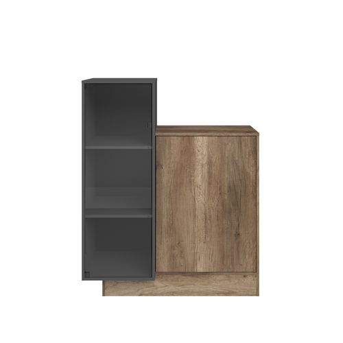 Buffet haut L. 112 PARADOXE Gris / imitation chêne