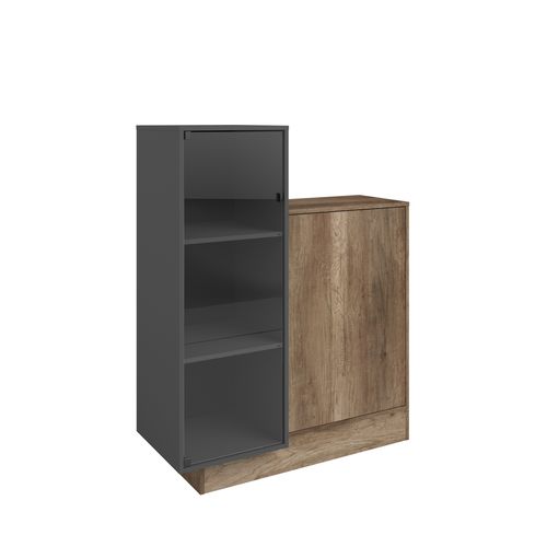 Buffet haut L. 112 PARADOXE Gris / imitation chêne