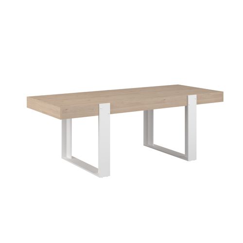 Table à manger L.223 cm STAN imitation chêne et blanc