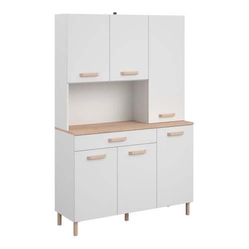 Buffet ESSENTIEL imitation chêne et blanc